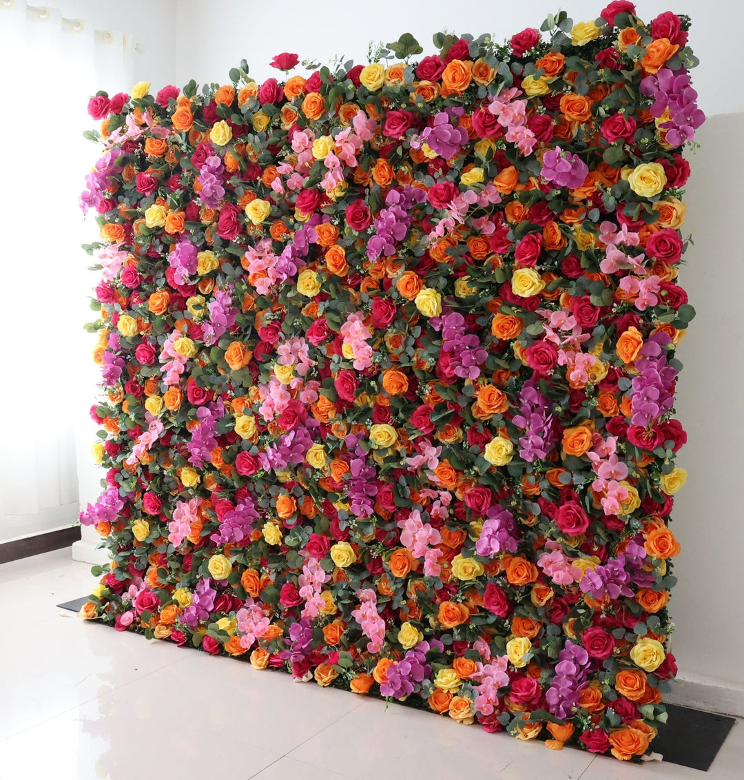 Colorful Rose, Reed Pampas Grass, Artificial Flower Wall, Wedding Party Backdrop