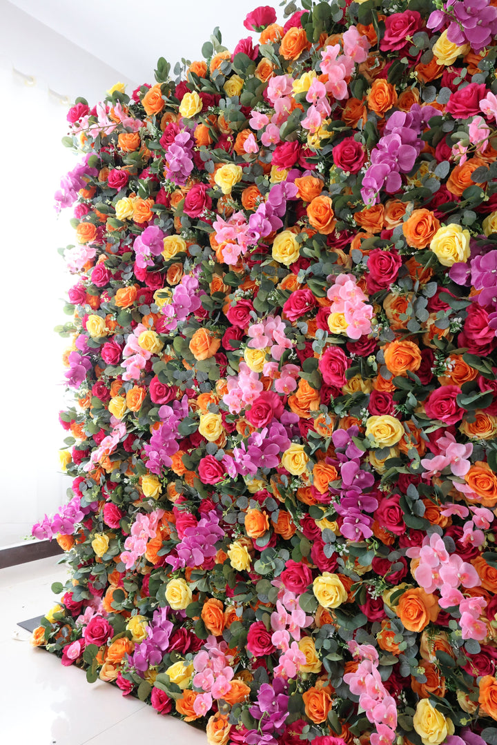 Colorful Rose, Reed Pampas Grass, Artificial Flower Wall, Wedding Party Backdrop