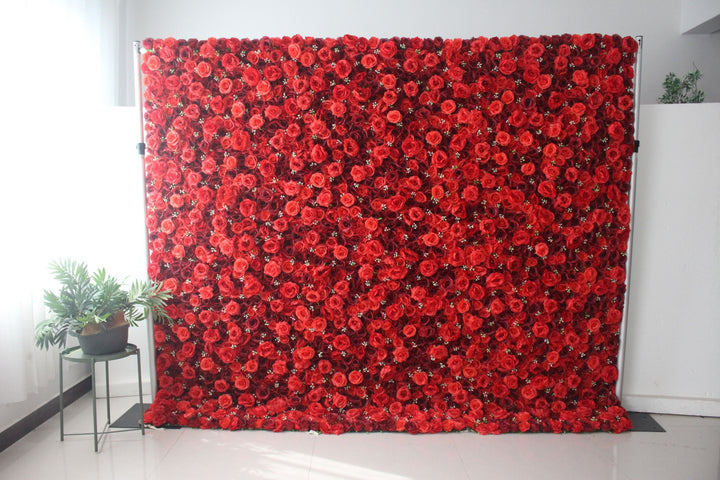 Deep Red And Red Roses, Artificial Flower Wall, Wedding Party Backdrop