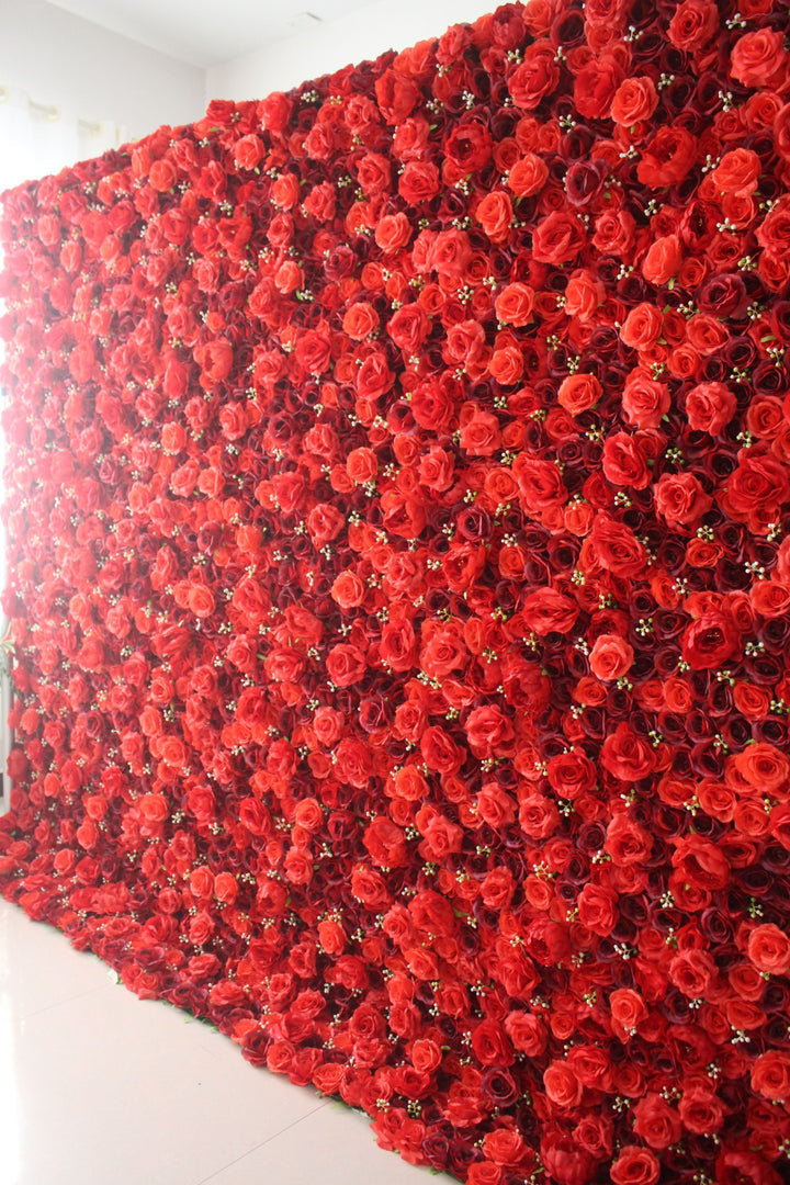 Deep Red And Red Roses, Artificial Flower Wall, Wedding Party Backdrop