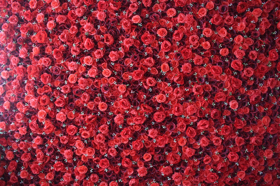 Deep Red And Red Roses, Artificial Flower Wall, Wedding Party Backdrop