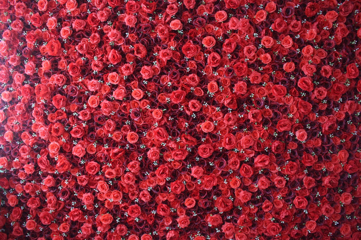 Deep Red And Red Roses, Artificial Flower Wall, Wedding Party Backdrop