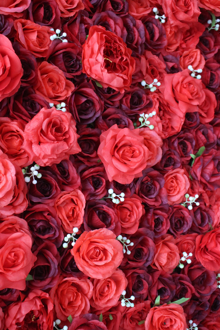 Deep Red And Red Roses, Artificial Flower Wall, Wedding Party Backdrop