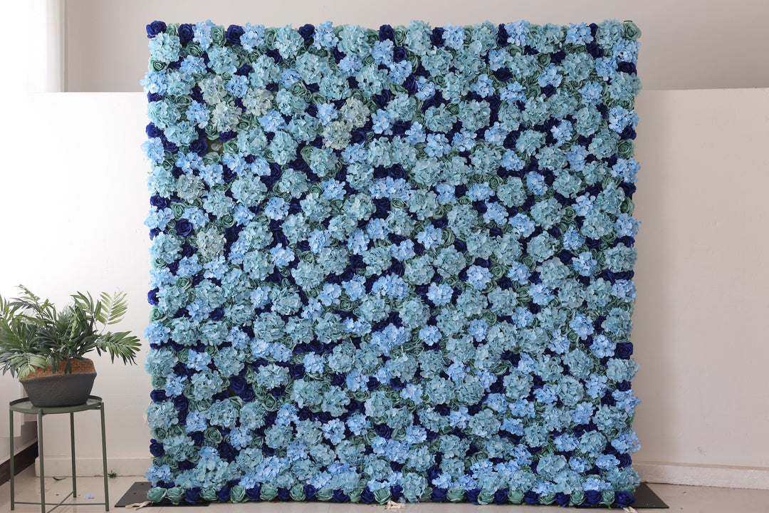 Green Roses And Blue Roses And Hydrangeas, Artificial Flower Wall, Wedding Party Backdrop