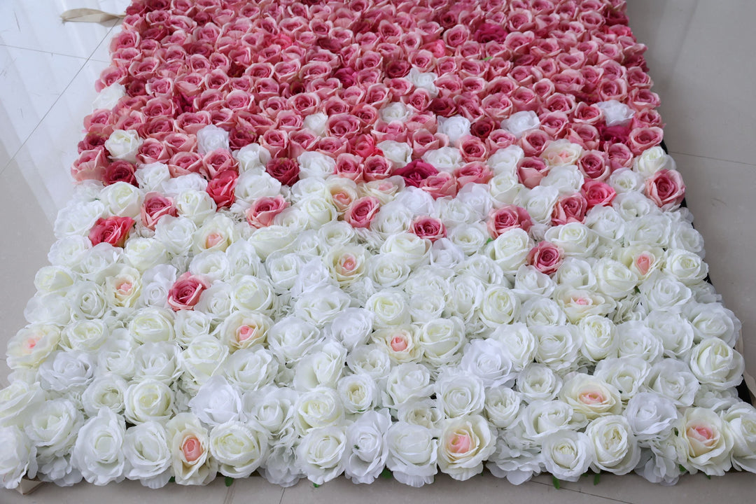 Luxury Rose Gradient, Reed Pampas Grass, Artificial Flower Wall Backdrop