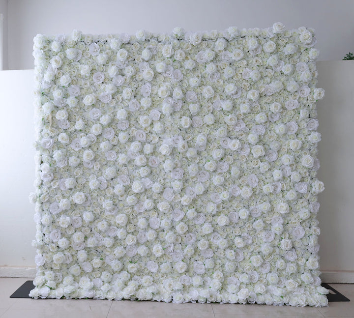 Milky White Roses, 3D, Fabric Backing Artificial Flower Wall