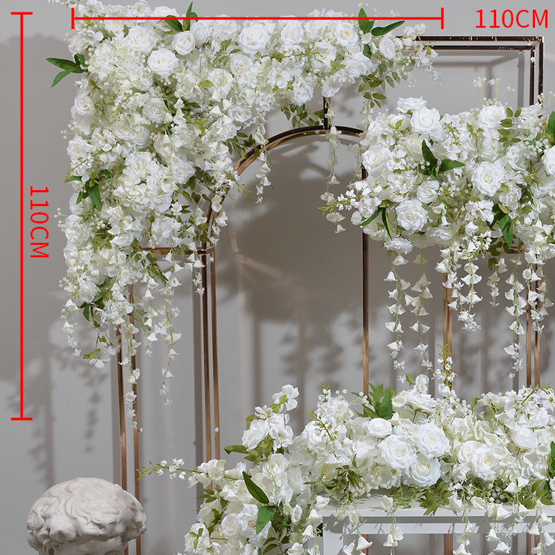 Milky White Roses With Vine, Floral Arch Set, Wedding Arch Backdrop