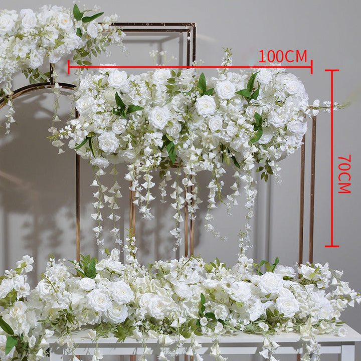 Milky White Roses With Vine, Floral Arch Set, Wedding Arch Backdrop