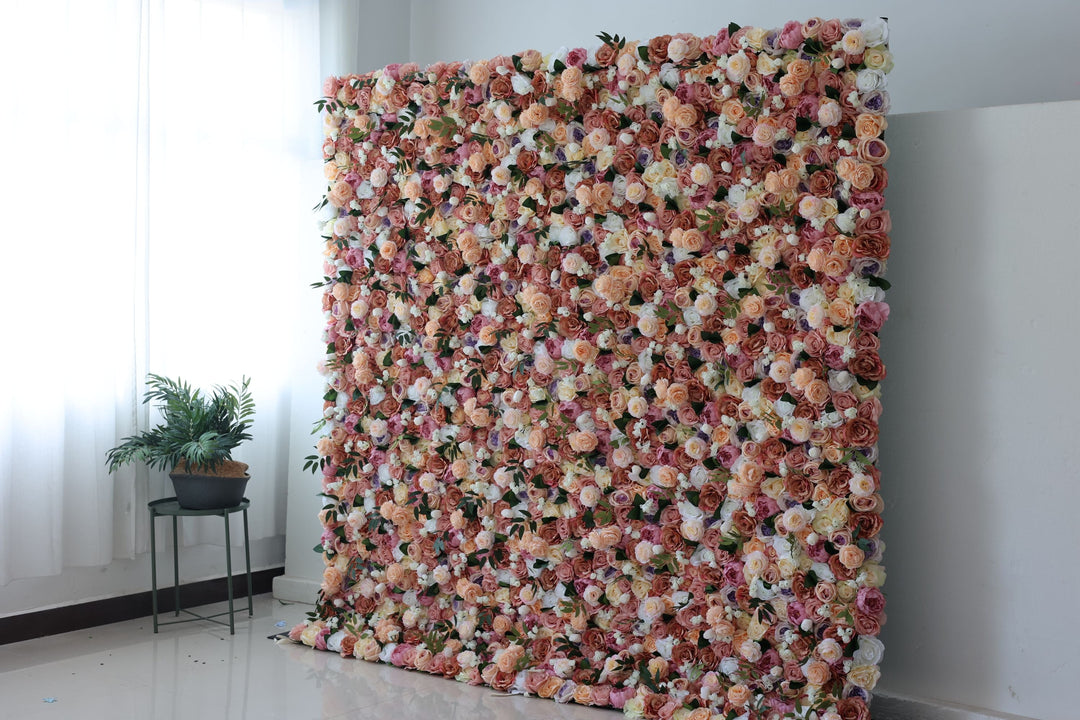 Mixed Color Roses And Green Leaves, Artificial Flower Wall, Wedding Party Backdrop