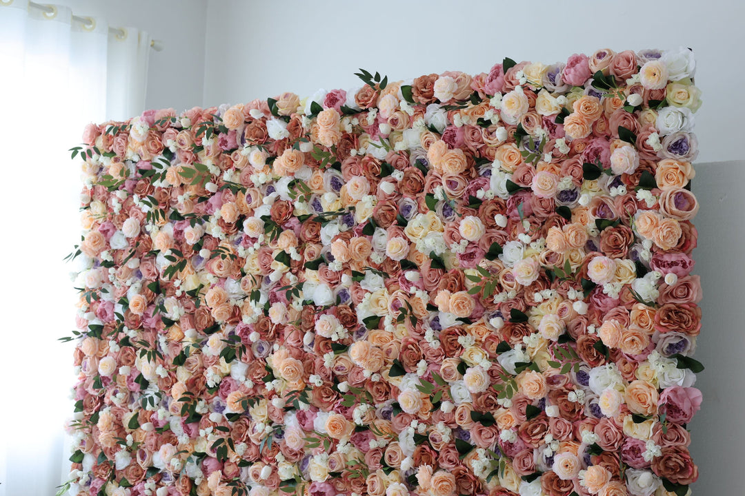 Mixed Color Roses And Green Leaves, Artificial Flower Wall, Wedding Party Backdrop