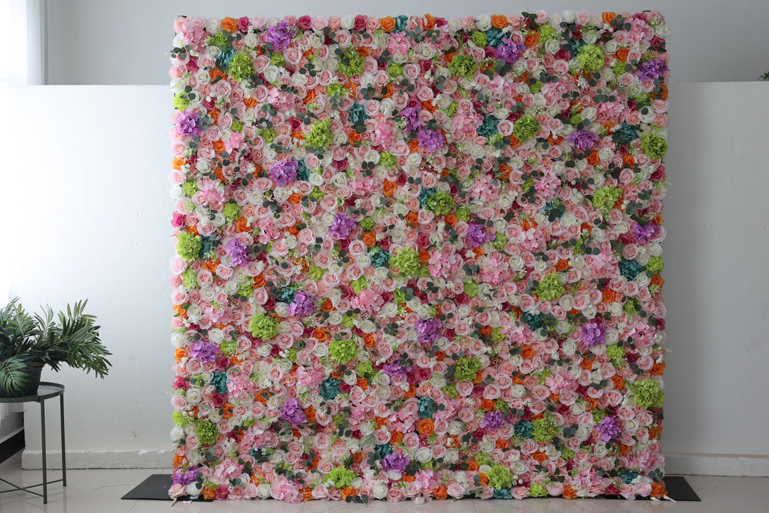 Mixed Color Roses And Hydrangeas, Artificial Flower Wall, Wedding Party Backdrop