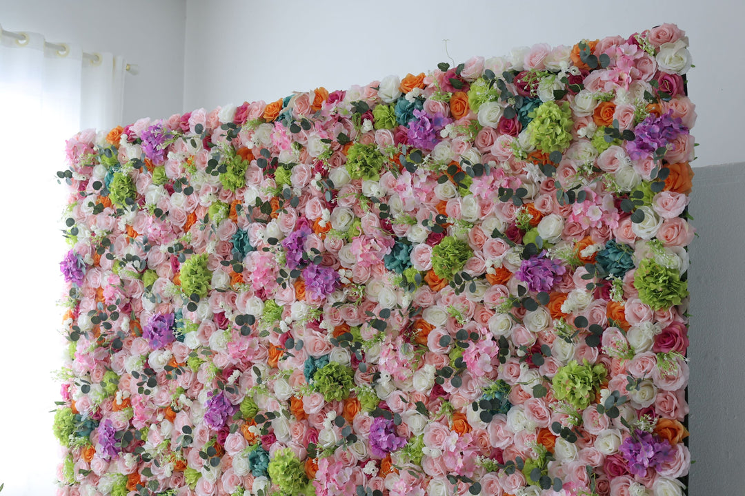 Mixed Color Roses And Hydrangeas, Artificial Flower Wall, Wedding Party Backdrop