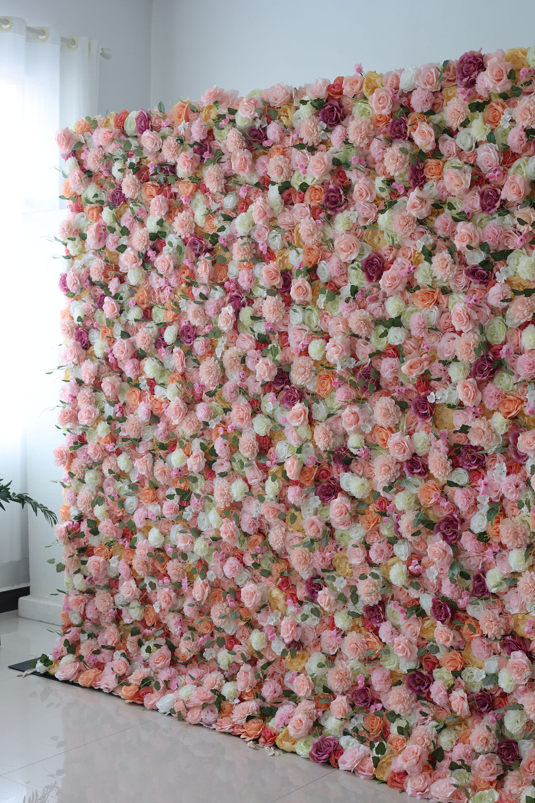 Mixed Color Roses And Kilim Daisies And Pink Dahlias, Artificial Flower Wall Backdrop