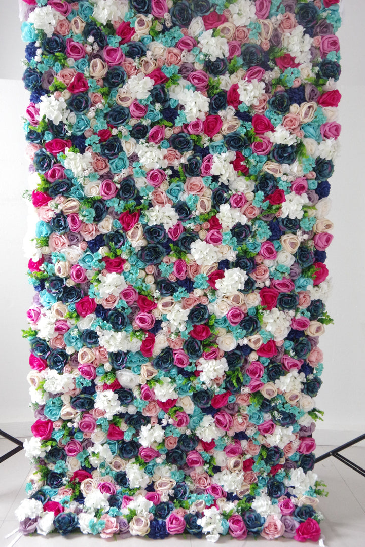 Mixed Colors Of Roses And Hydrangeas, Artificial Flower Wall, Wedding Party Backdrop