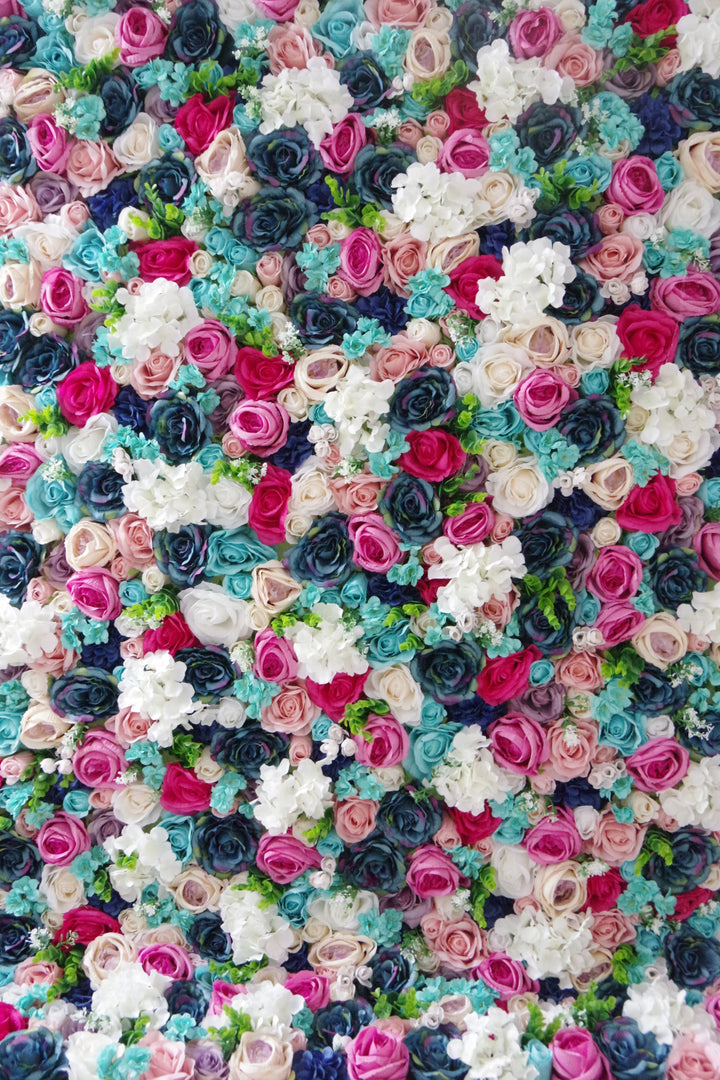 Mixed Colors Of Roses And Hydrangeas, Artificial Flower Wall, Wedding Party Backdrop