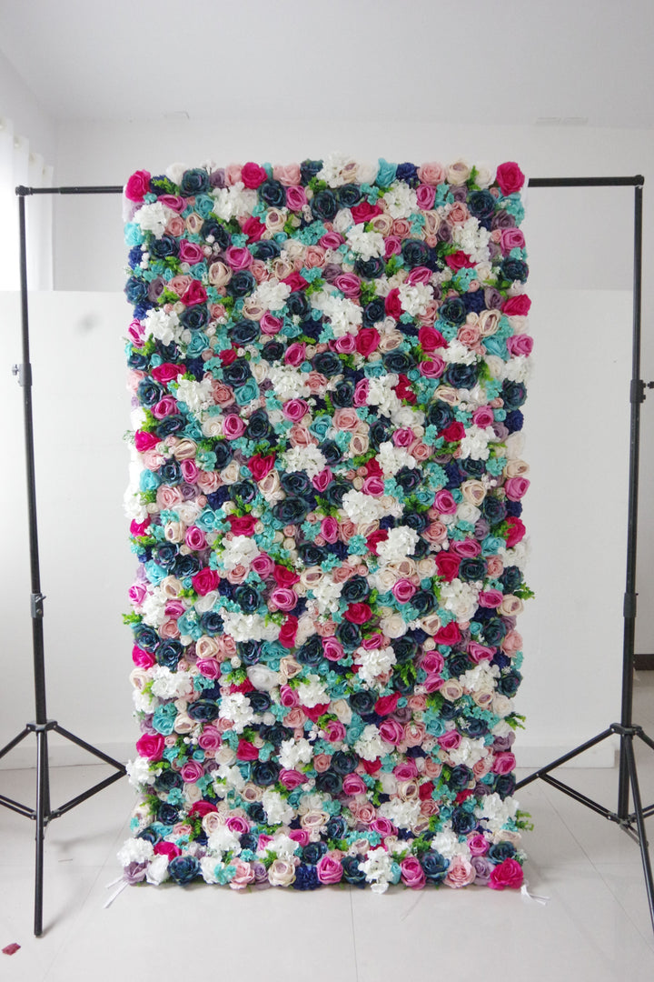 Mixed Colors Of Roses And Hydrangeas, Artificial Flower Wall, Wedding Party Backdrop