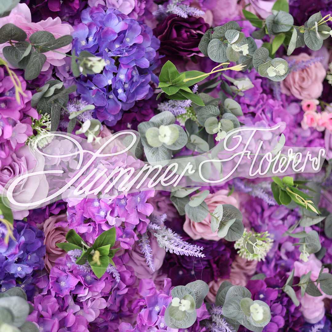 Luxury Light Purple Roses And Dark Purple Hydrangeas 5D,Artificial Flower Wall Backdrop