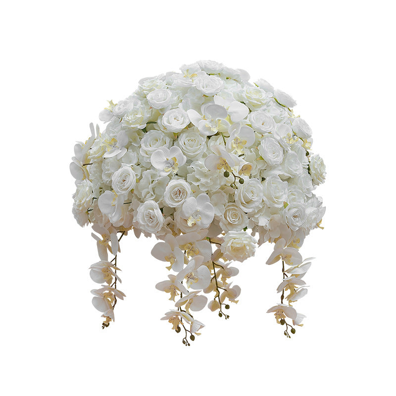 Milky White Roses And Phalaenopsis Luxurious Wedding Flower Ball