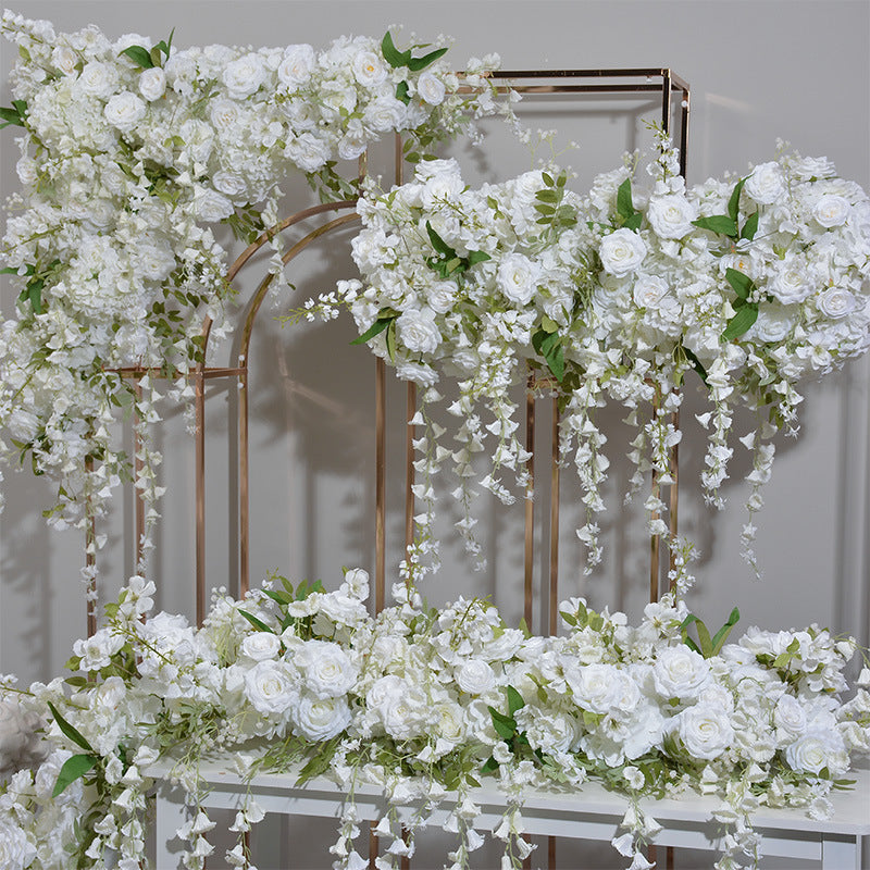 Milky White Roses With Vine, Floral Arch Set, Wedding Arch Backdrop