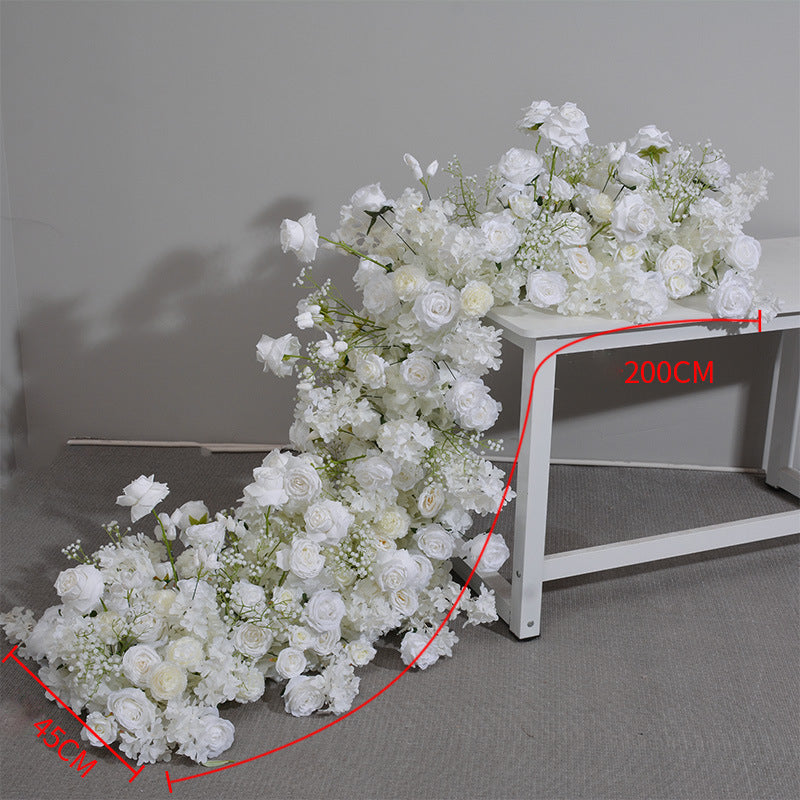 Milky White Roses And Gypsophila, Floral Arch Set, Wedding Arch Backdrop