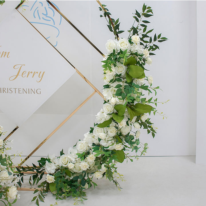 White Flowers With Leaves, Floral Arch Set, Wedding Arch Backdrop