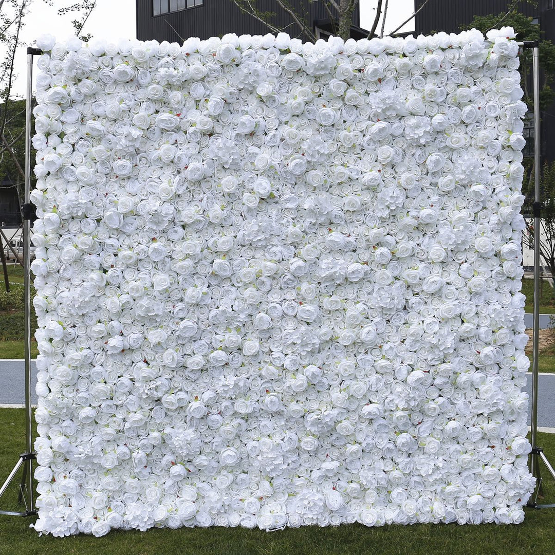 White Rose Hydrangea Green Leaves, Artificial Flower Wall, Wedding Party Backdrop