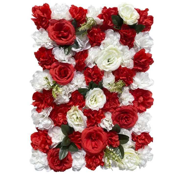 Red And White Rose, Artificial Flower Wall Backdrop