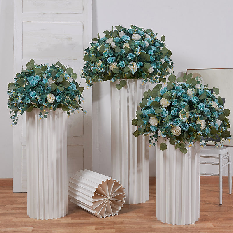 Blue Roses With Eucalyptus Leaves Flower Ball