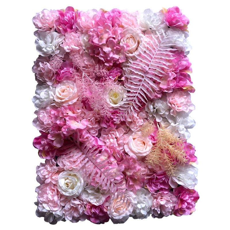 Pink Hydrangeas And Pink Rose And Pink Grass, Artificial Flower Wall Backdrop