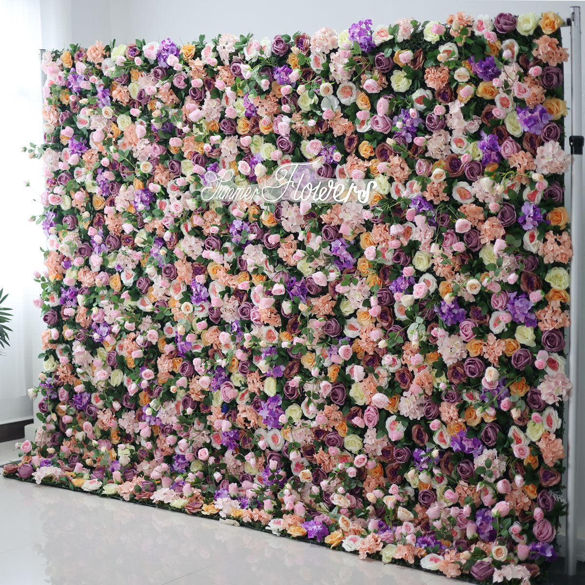 Backdrop Panel Backing Luxury Purple Hydrangea And Pink Roses 5D, Fabric Backing, Artificial ...