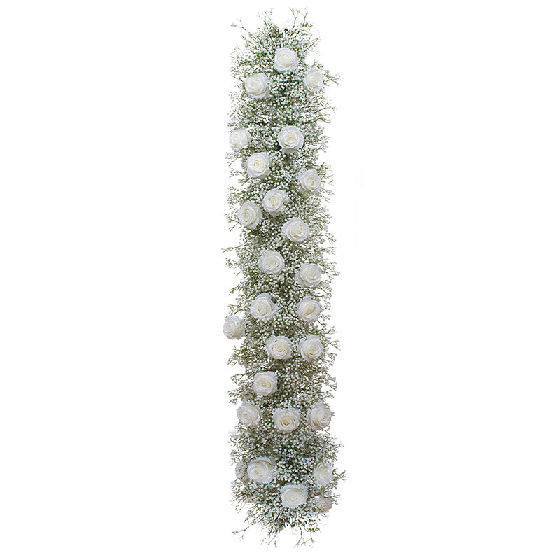 White Roses With Gypsophila Luxurious Flower Runner