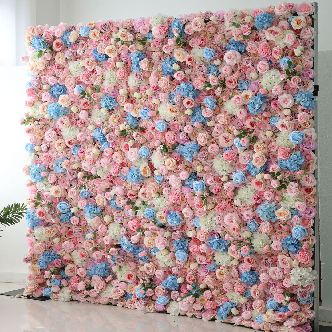 Luxury Mixed Light Blue Light Pink Rosesroses, Artificial Flower Wall Backdrop