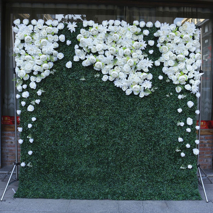 White Artificial Rose, Artificial Flower Wall, Wedding Party Backdrop