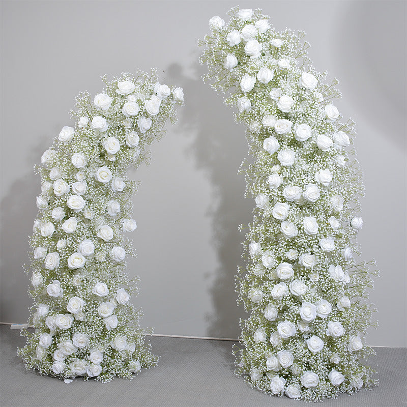 White Roses And Gypsophila, Floral Arch Set, Wedding Arch Backdrop, Including Frame