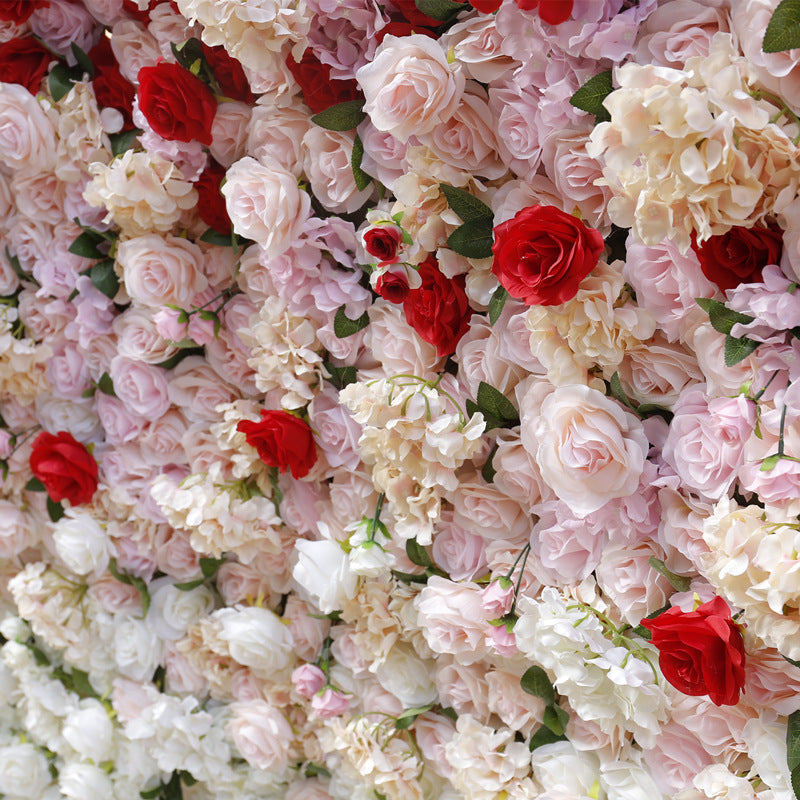 5D Rose Red White Gradientartificial Flower Wall Backdrop