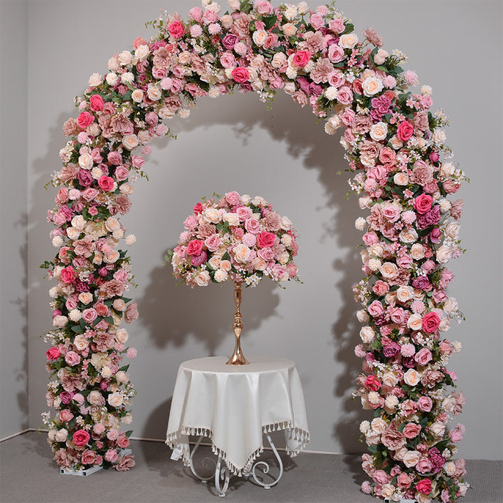 Mixed Flowers In Pink, Floral Arch, Wedding Arch Backdrop, Including Frame