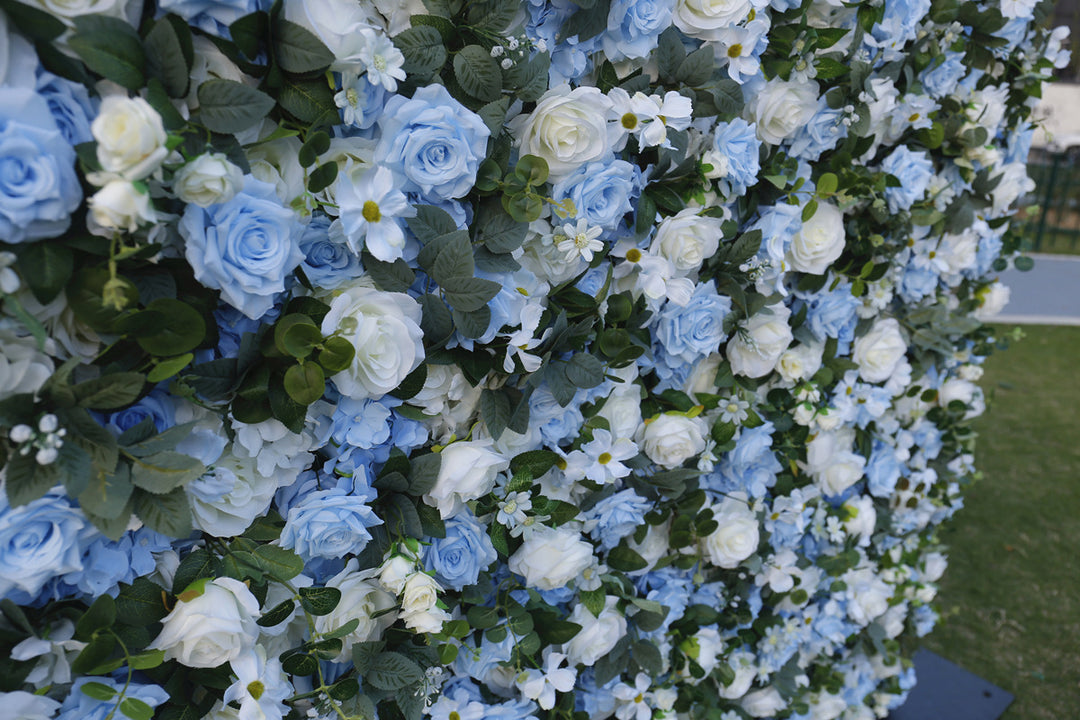 Light Blue Rose And White Rose, Artificial Flower Wall Backdrop