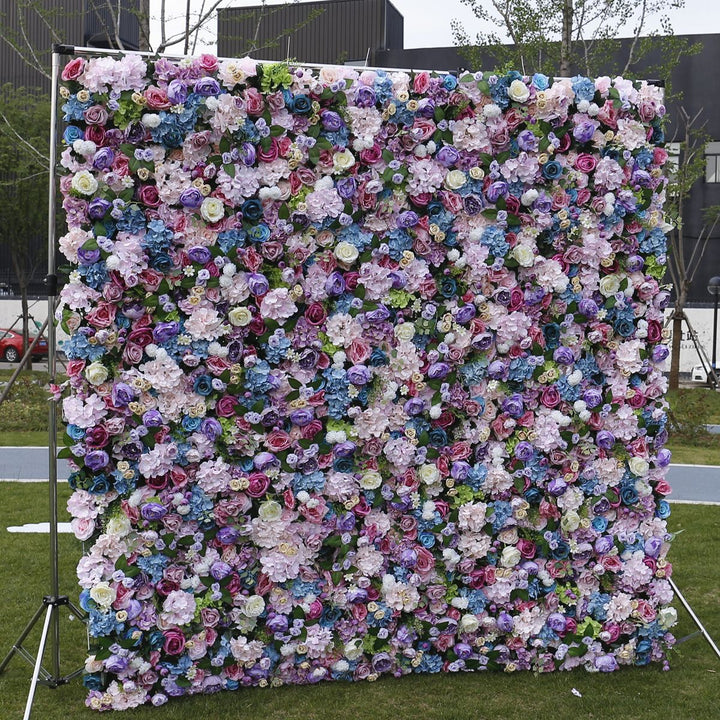 Mixed Color Hydrangea Roses Wedding Backdrop 5D Fabric Cloth Flower Wall