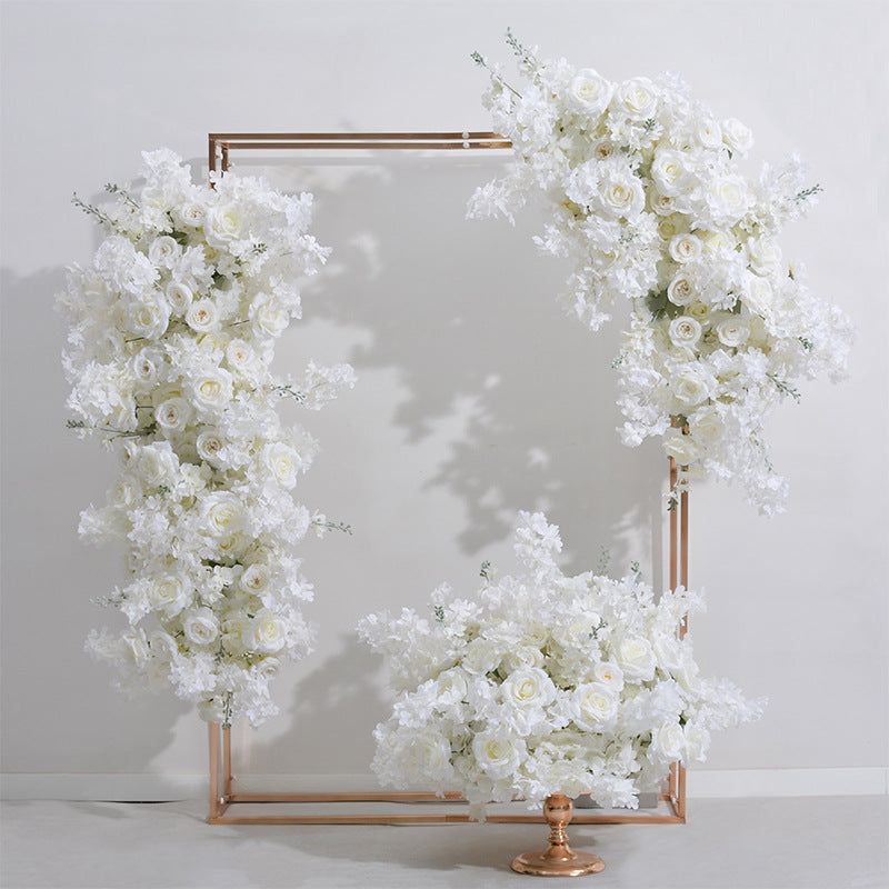 Mixed Flowers In Beige And White, Floral Arch Set, Wedding Arch Backdrop