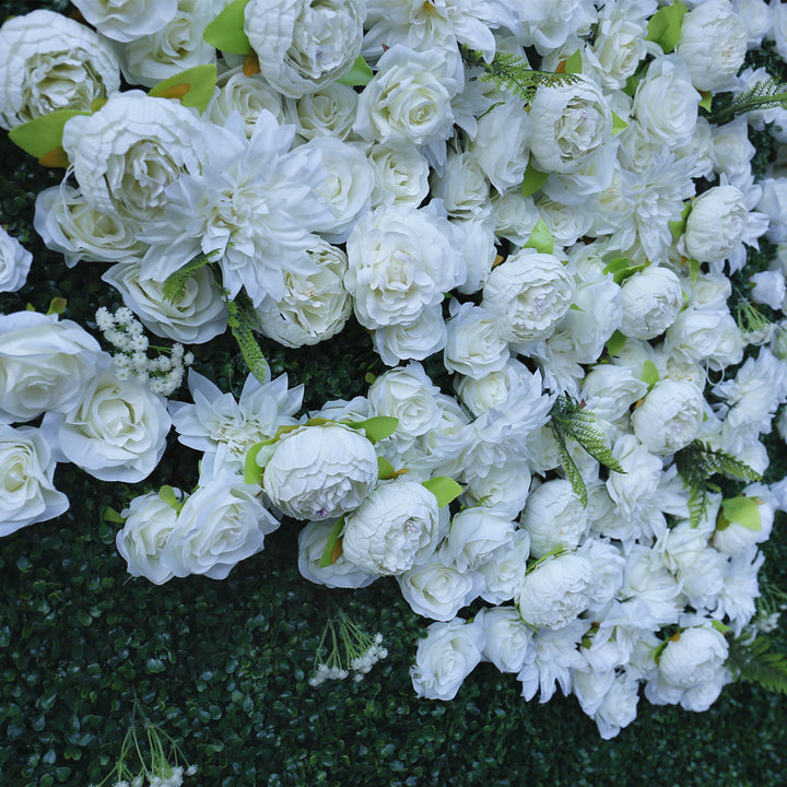 White Artificial Rose, Artificial Flower Wall, Wedding Party Backdrop