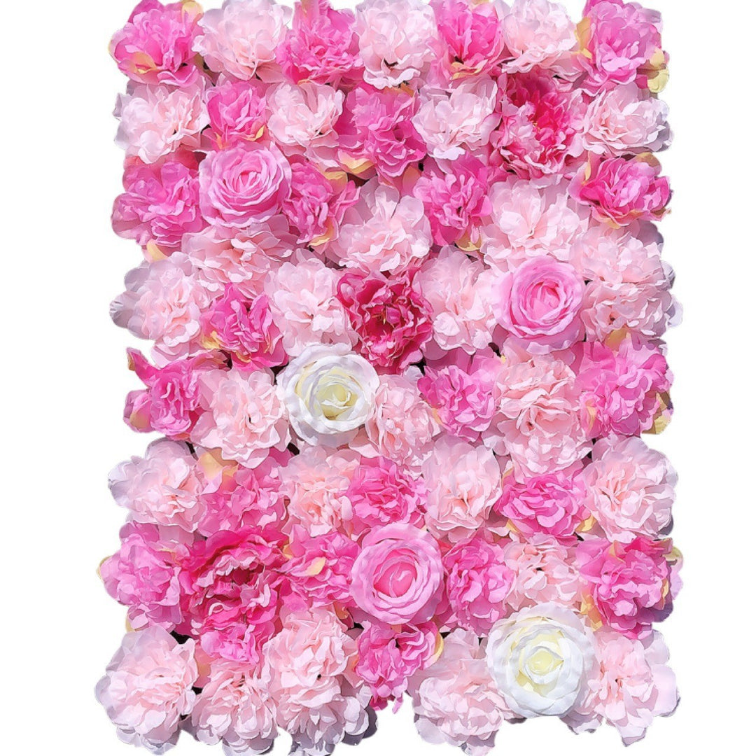 Pink Hydrangeas And Pink And White Rose, Artificial Flower Wall Backdrop