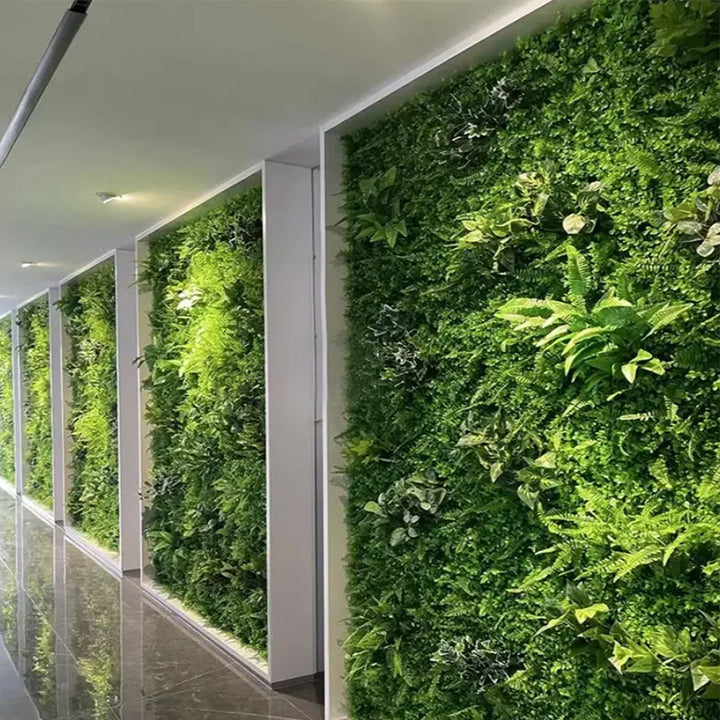 Green And White Ivy Artificial Green Wall Panels, Faux Plant Wall