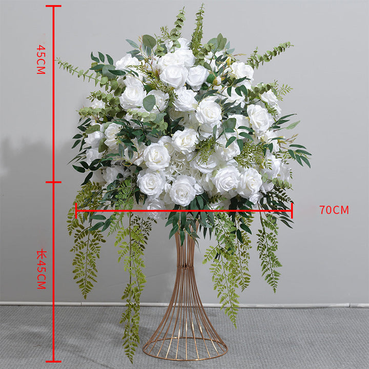 White Roses And Eucalyptus Leaves With Vine, Luxurious Wedding Flower Ball