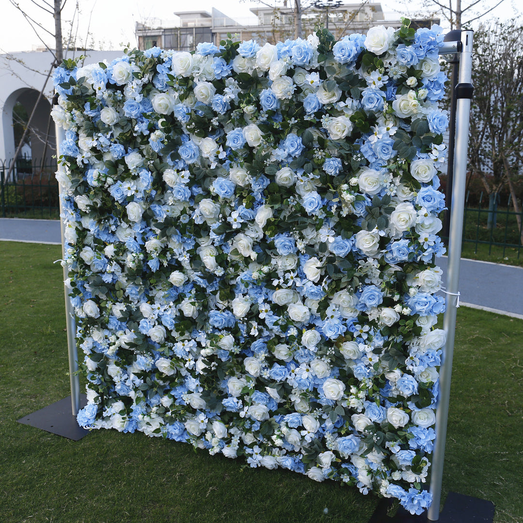 Light Blue Rose And White Rose, Artificial Flower Wall Backdrop