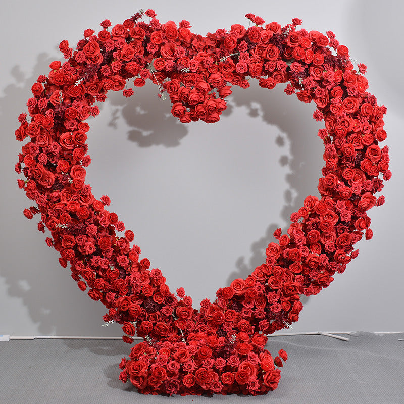 Red Roses Heart Shape, Floral Arch, Wedding Arch Backdrop, Including Frame