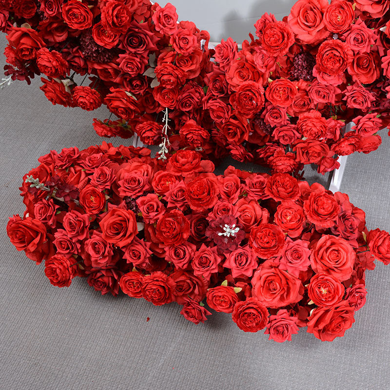 Red Roses Heart Shape, Floral Arch, Wedding Arch Backdrop, Including Frame