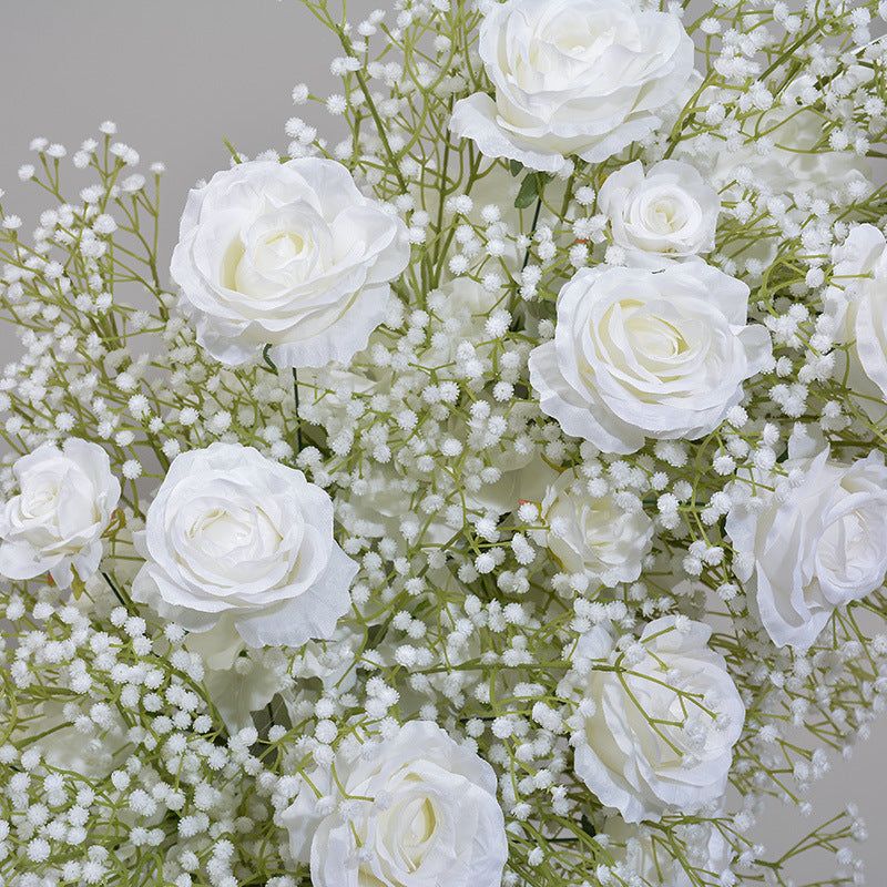 White Roses And Gypsophila, Floral Arch Set, Wedding Arch Backdrop, Including Frame