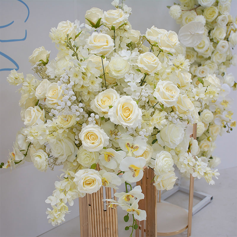 Beige White Flowers, Floral Arch Set, Wedding Arch Backdrop