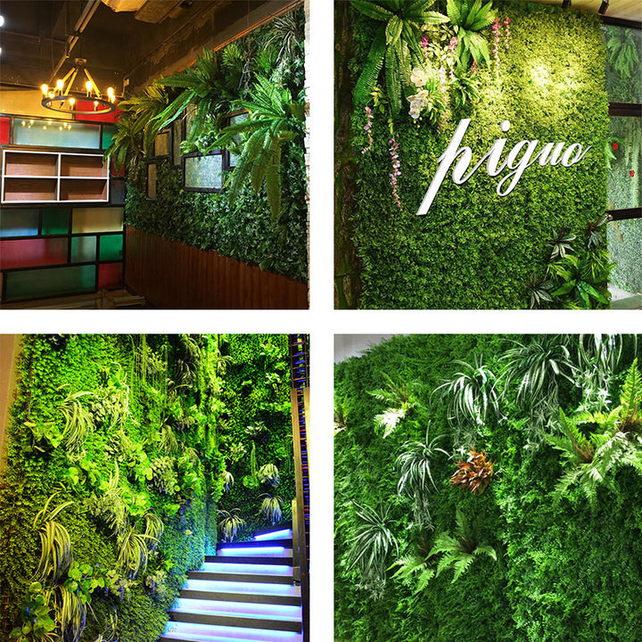 Deep Green And Light Green Combination Artificial Green Wall Panels, Faux Plant Wall