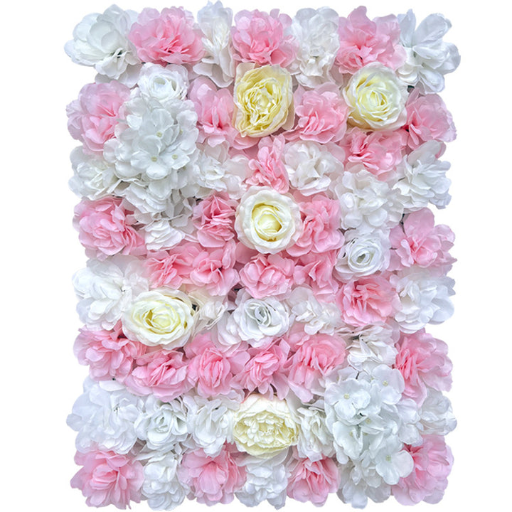 Light Pink And White And Yellow Rose, Artificial Flower Wall Backdrop